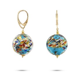 Venetiaurum - Ohrringe mit Medaillen aus "Harlekin"-Original-Murano-Glas und 925er-Silber - Schmuck “Made in Italy” zertifiziert