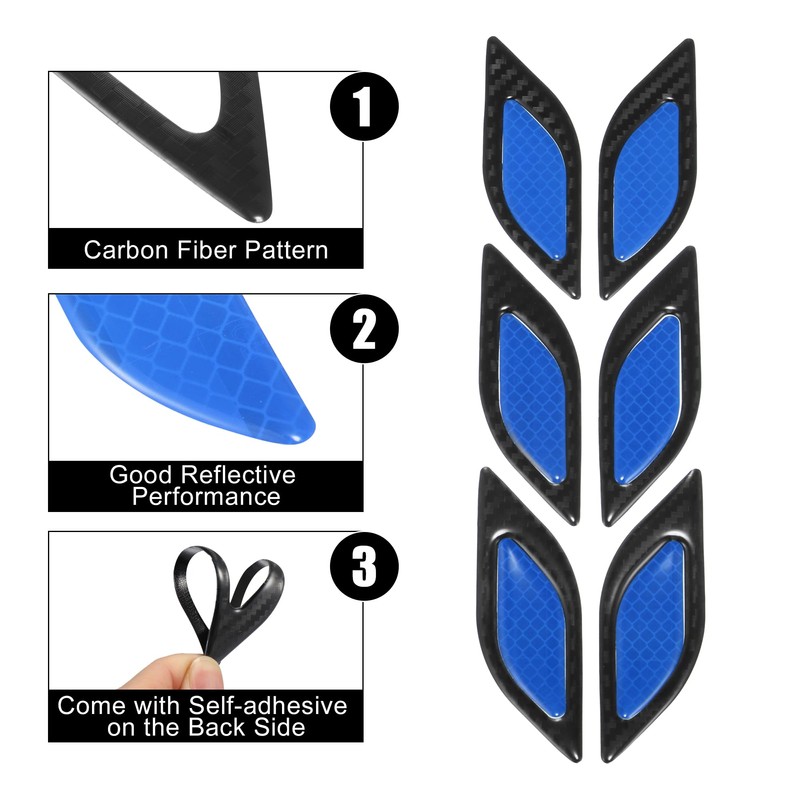 X AUTOHAUX 6pcs 3D Reflective Car Warning Stickers Carbon Fiber