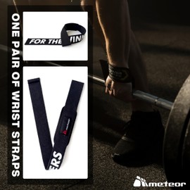 Meteor Weightlifting Straps for Enhanced Grip and Barbell Stability (Pair), 60cm Wrist Straps, Lifting Straps, Weight Straps with Soft Padding, for Weight Lifting, Powerlifting, and Deadlift