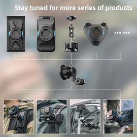 SUREWO Magnetic Quick Release Backpack Mount,360° Backpack Shoulder Strap Mount with Universal Ball J Hook Compatible with Go Pro Hero 13/12/11/10/9/8/7/6/5 Black,DJI Osmo Action 5 Pro/4/3 and More