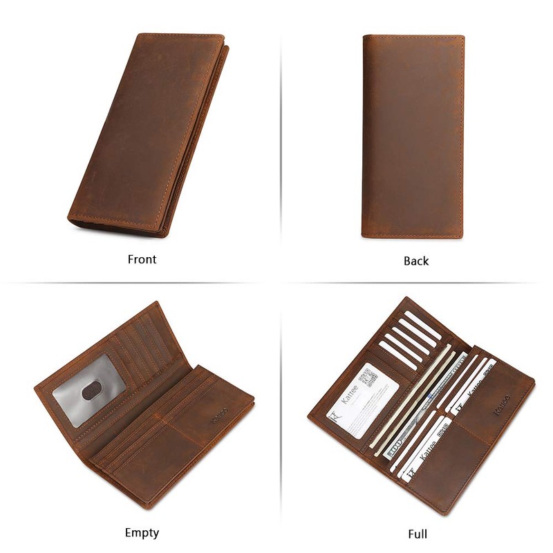 Kattee Men's Vintage Genuine Leather Long Wallet for Checkbook Credit