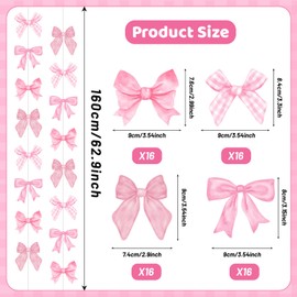 8 PCS Pink Bow Hanging Banners Coquette Party Decorations Paper Cutouts Birthday Supplies for Kids Girls Women Baby Shower