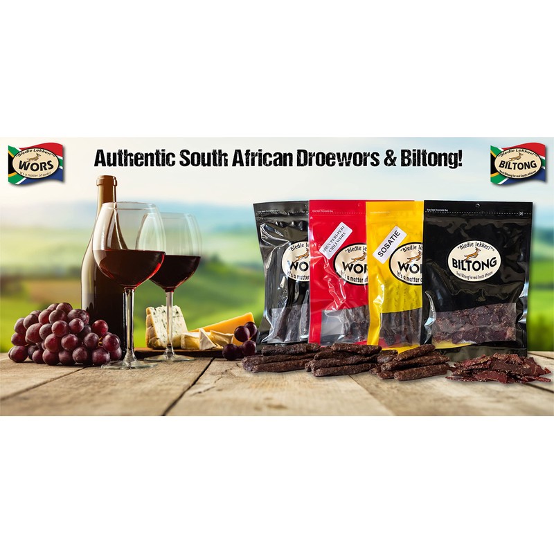 Bledie Lekker 4 Pack Sampler - Biltong, Droewors, Sosatie, Spicy