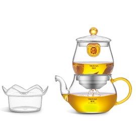 Veitron Easy to Soak Tea Pot, Total 560ml (18.94 oz) Glass Teapot with Base, Tea and Water Separation Magic Teapot for Stovetop, Home, Office or Solo Tea Drinking