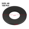 100 PCS #8 Black Flat Washer, 3/7" Outer Diameter, 304