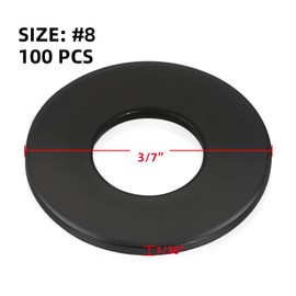 100 PCS #8 Black Flat Washer, 3/7" Outer Diameter, 304 Stainless Steel Metal Washer for Screws and Bolts