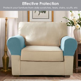 Armrest Chair Covers, Set of 4 Stretch Armchair Covers for Arms，Spandex Polyester Sofa Arm Caps Non Slip Armrest Covers for Chairs Furniture Protector Armchairs Sofa Couches Recliner (Light Blue)