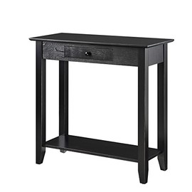 Convenience Concepts American Heritage Hall Table with Drawer and Shelf, Black