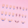 French Tip Press on Nails Short Almond Blue Fake Nails