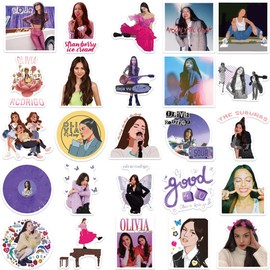 Pop Star Stickers Pack – Famous Singers, Rappers, Artists Vinyl Stickers for Fans, Music Lovers, Laptop, Phone, Water Bottle (50pcs-Olivia)