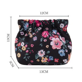 bolukets Small Makeup Bag Travel Toiletry Bag For Women Girls 13x5x13CM, Portable Cute Printed Storage Bag Aesthetic Organizer Pouch for Lipstick Cosmetic Keychain Small Items(Black Floral)
