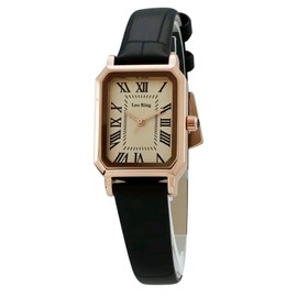 LEO RING Gold Watches for Women Luxury Analog Wrist Watch Dainty Fashion Small Female Brown Leather Watch Rectangular Case Roman Dial
