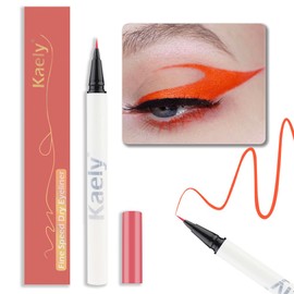 FOMIX Multi-Color Eyeliner Liquid Waterproof Colored Eyeliner Long Lasting, Ultra Fine Point and Smear Resistant Glitter Liquid Eyeliner Waterproof (11# Orange Red)