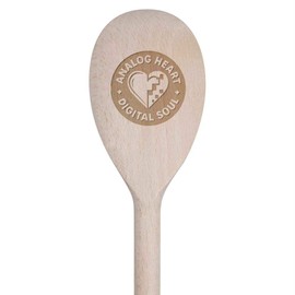30cm 'Analogue Heart, Digital Soul' Wooden Cooking Spoon (SO00025625)