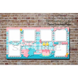 Baby Shower, Gender Reveal 2 PRINTED Premade Scrapbook Pages BLJgraves 49