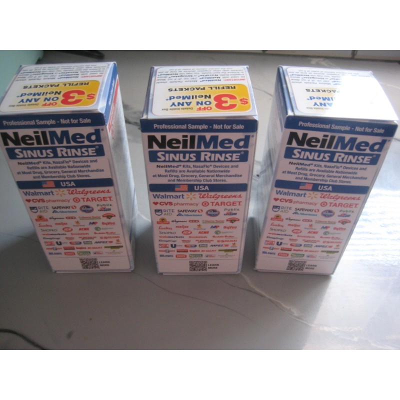 lot of 3 -NeilMed Sinus Rinse Bottle W/Premix Packet Exp