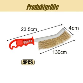 Pack of 4 brass grill brushes, grill brush, brass bristles, manual grill brush, not easy to break, suitable for cleaning solder inclusions, rust and residues on barbecues