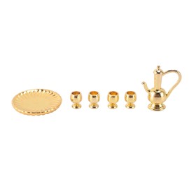 2 Sets 1:12 Dollhouse Tea Cup Set Light Luxury Exquisite Vivid Dollhouse Miniature Tea Cup Set for Dollhouse Accessories Gold
