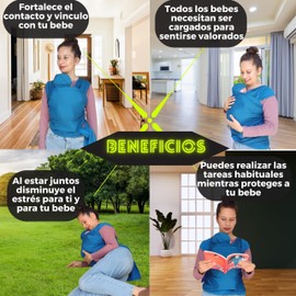 Fular para bebe ergonómico porta bebe recien nacido rebozo canguro mochila para cargar bebe (Azul turquesa)