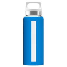 Sigg - Glass Water Bottle - Dream Electric Blue - Soft Silicon Cover - Leakproof - Dishwasher Safe - BPA Free - Broscilate Glass - 22 Oz