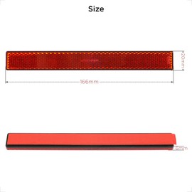 Evermotor Red Reflectors Motorcycle Rectangular Stickers Safety Reflector 6.53 inch Stick on Adhesive Reflective Strips for Golf Cart Trailer Driveway Door Moped(2 pcs)