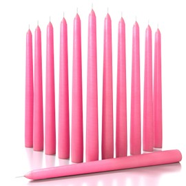 CANDWAX 12 inch Taper Candles Set of 12 - Dripless and Smokeless Candle Unscented - Slow Burning Candle Sticks - Pink Candles