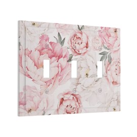 Watercolor Floral 3 Gang Light Switch Cover Triple Toggle Wall Plate Decorative Switchplate Electrical Faceplate for Bathroom Kitchen Living Room Home Decor