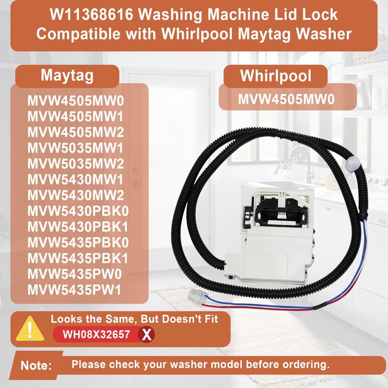 W11368616 W11670519 Washer Lid Lock Latch Assembly for Whirlpool Maytag