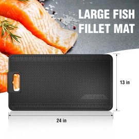 FLISSA Nonslip Fish Fillet Mat with Measuring Scale for Fish Cleaning & Cutting