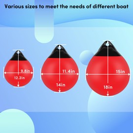 Boat Mooring Buoy 15 inch,Round Boat Fenders Ball Boat Buoy Ball,Inflatable Boat Fenders Dock Bumper Ball Anchor Buoy Suitable for Yachts Marinas Sailboats Ski Boats(Red)