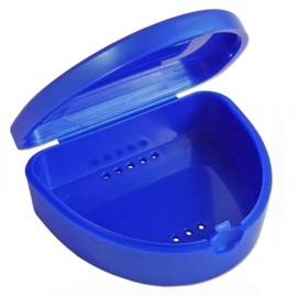 Slim Orthodontic Dental Case - Colour & Glitter Choices for Retainers, Bleaching Trays, Dentures & More (Blue)