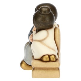 THUN, Bomboniera Matrimonio con Coppia di Sposini Uniti in un Abbraccio, Ceramica Decorata a Mano, Versione Grande, Linea Bomboniere, 11x6.5x10.3 cm h