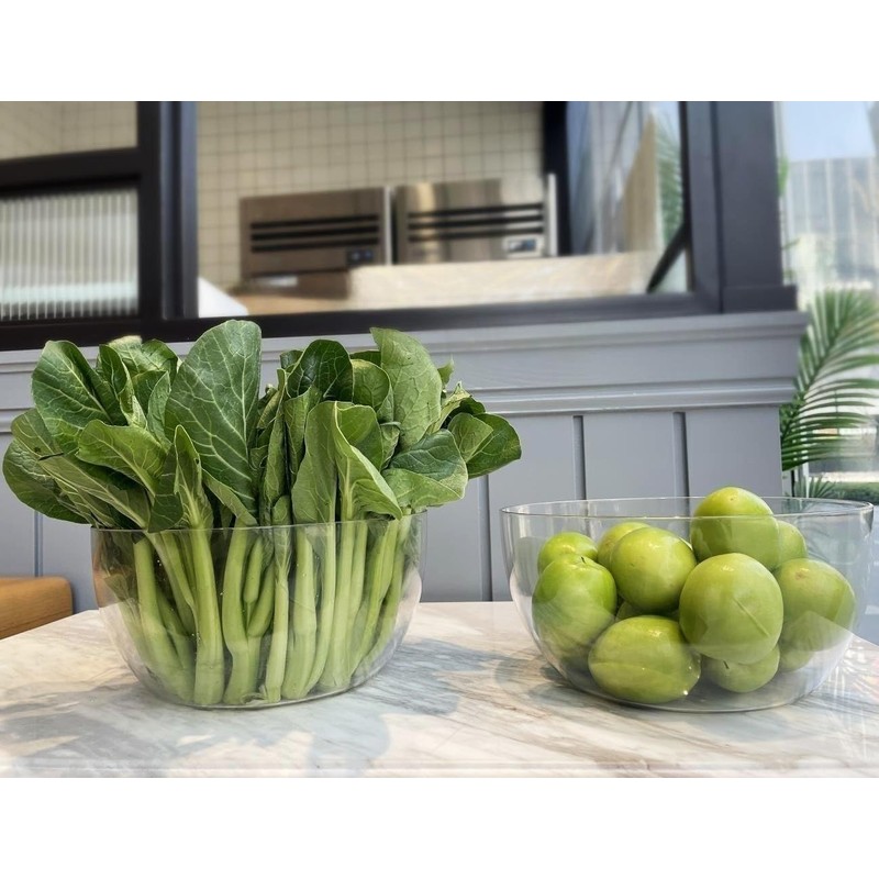 Qxbekmor Large Acrylic Salad Bowls and Serving Bowls, Great for