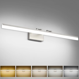 Solfart 39.4 Inch 5 Color Temperature Dimmable Brushed Nickel Bathroom Vanity Light Over Mirror Modern Bathroom Lights