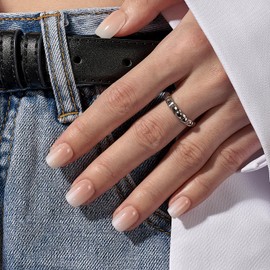 BTArtbox BTArtbox Square Ombre Press On Nails -Soft Gel Press On Nails Short with Nail Glue, 15 Sizes - 30 Reusable Fake Nails Kit for Valentine’s Day Gift, Vanilla Cream