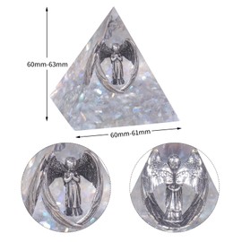 mookaitedecor Praying Angel Statue Crystal Energy Stone Pyramid Figure with Labradorite Tumbled Stones for Reiki Healing Meditation Office Home Decoration