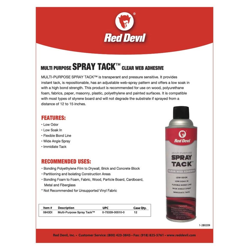Red Devil 0843DI Multi Purpose Spray Adhesive 12 oz.