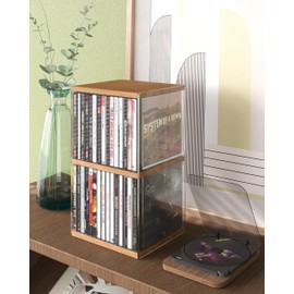 AREAJD Retro Walnut-colored MDF CD Holder Desk Rack Organizer, Cute Holds 30 CD Case, Cd Holder Stand, CD Storage/Shelf/Tower/Stand Dollar, Fit for Theatre Room
