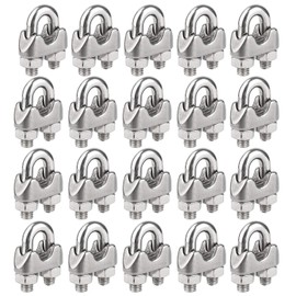KAHEIGN 20Pcs Wire Rope Clips, Stainless Steel M5 Cable Clamp U Bolt Saddle Fastener Clip for Rigging Rope and Tension Cable (Ø 5mm)