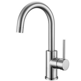 Bar Faucets Single Hole, WiPPhs Brushed Nickel Mini Kitchen Sink Faucets, Single Handle Stainless Steel Modern Bar Faucets 1 Hole, Faucet for Bar Sink