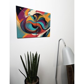 The Plum Penguin Modern Skateboard Essence Abstract Wall Art, Dual A4 Wooden MDF Prints Canvas Alternative 40 x 30cm