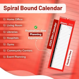 2025 Calendar,Planners & Personal Organisers, Wall Planners,Holidays and Notable Dates,Wall Planner Spiral Bound for Home Business Office School (Slim Calendar)