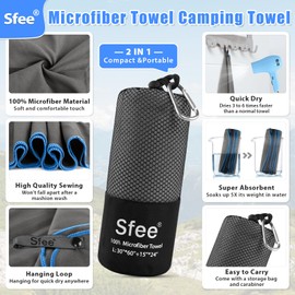 Sfee 2 Pack Microfiber Travel Towel, Quick Dry Towel Camping Towel Beach Towels Oversized, Super Absorbent Compact Gym Towel Sport Towel for Beach,Travel,Backpacking,Workout,Pool,Bath (XL:Grey)