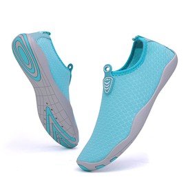 Vsufim Zapatos para deportes acuáticos de secado rápido, calcetines acuáticos para natación, playa, piscina, surf, yoga para mujeres y hombres, Azul/claro, 6 Women/5 Men