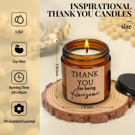 Fumete 10 Pcs Thank You Candles Bulk Christmas Candle Thank You for Being Awesome Scented Candles Inspirational Thank You Gifts for Women Medical Assistant Appreciation Gifts Employee Team(Tawny)