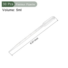 YOKIVE 30 Pcs Disposable Pipette, Lab Dropper with Tip, Transfer Liquid, Great for Laboratory, Chemistry, DIY Project (Clear White, 5ML)