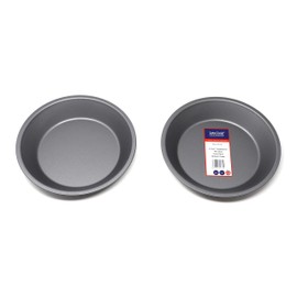 Lets Cook Cookware 8 Inch Traditional Pie Dish Twin Pack, 20cm, British Made with Teflon Non Stick