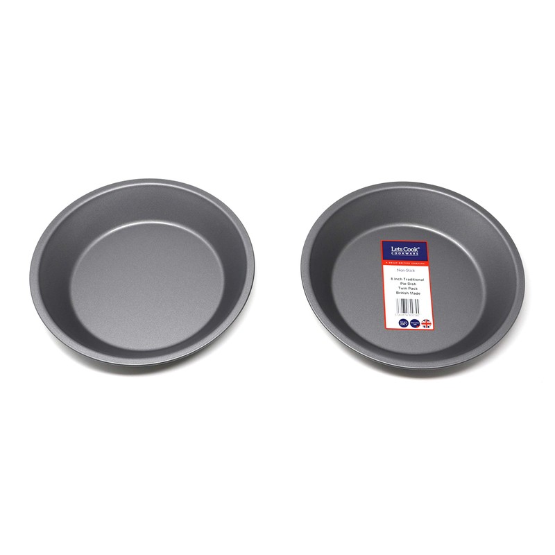 Lets Cook Cookware 8 Inch Traditional Pie Dish Twin Pack,