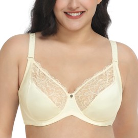 HSIA Women's Minimizer Bra Full Coverage Lightly Unlined Bra Plus Size Underwire Full Figure Bras 42C Warm Nude/