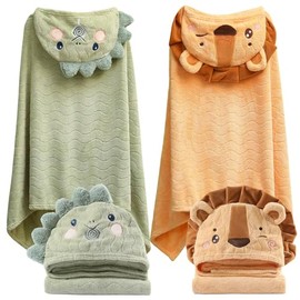 Toallas para bebés con capucha para niños y niñas de 0 a 6 años, paquete de 2 Toallas de baño con capucha para bebés para niños de 70 x 140 cm, ultra absorbentes, suaves y gruesas Toalla de